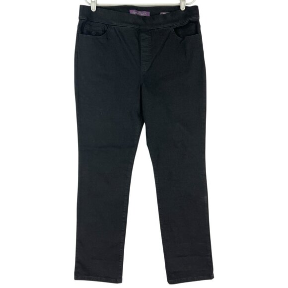 Gloria Vanderbilt Women Stretch Pull-on Black Pant Sz 14 High Rise Straight NWOT - Picture 1 of 11
